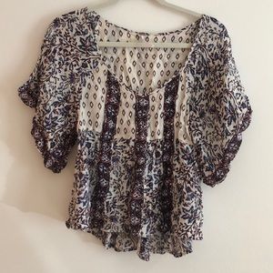 Free People flowy sleeve patterned top XS